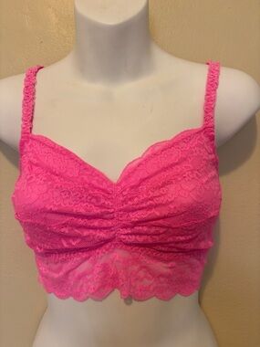 PINK Victoria's Secret Hot Pink Lace Bralette